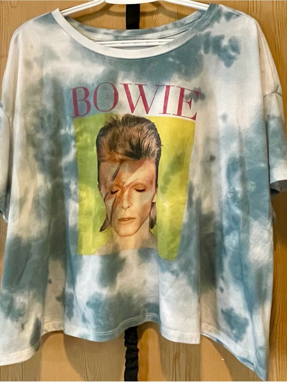 Bowie Graphic Tie-Dye Crop Top - Blue